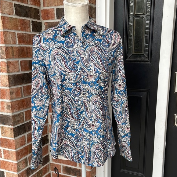 Talbots Wrinkle‎ Resistant Paisley Long Sleeve Button Up Shirt - Picture 1 of 8